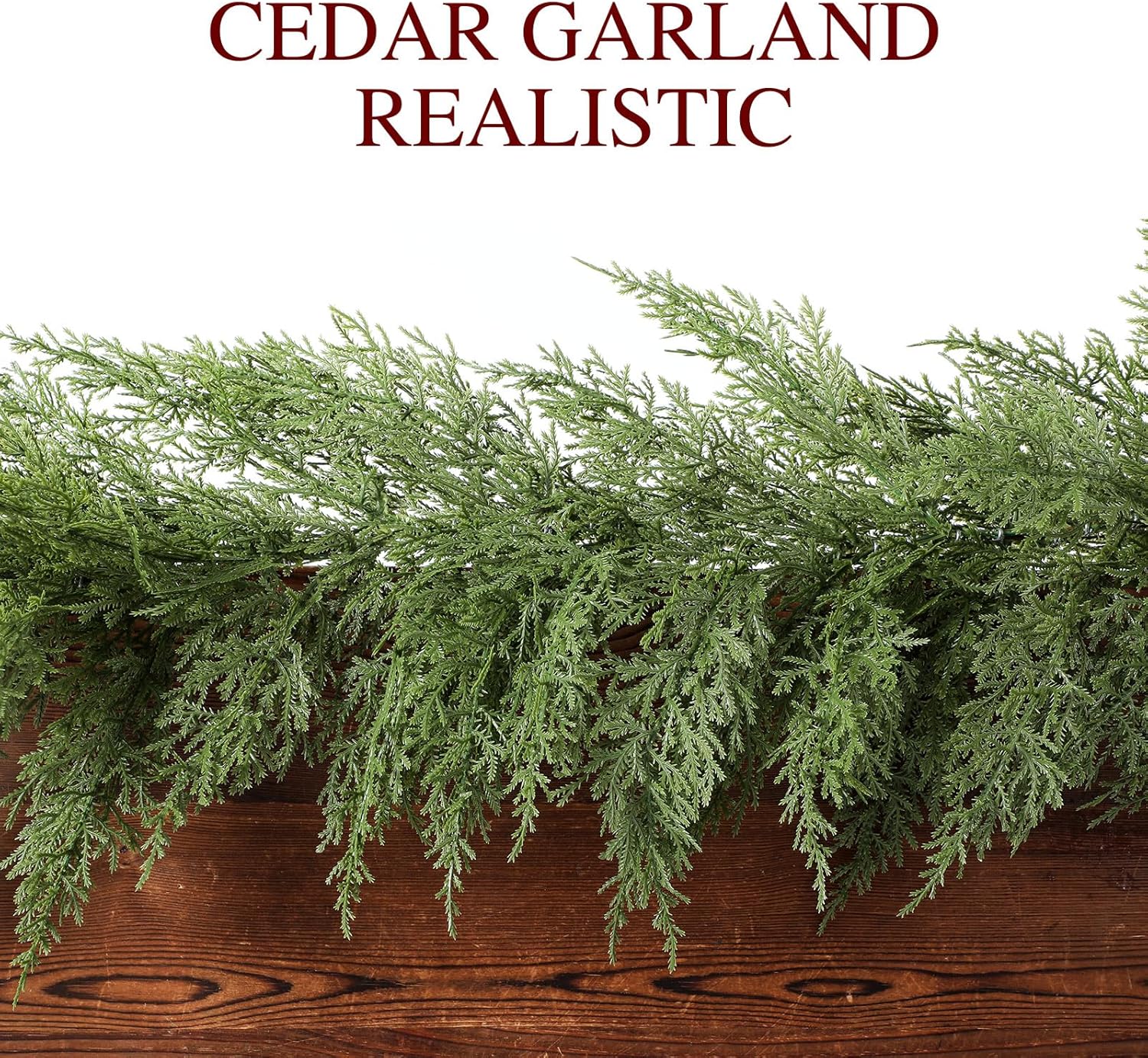 Shihanee 5 Feet Christmas Artificial Cedar Garlands with Metal Vintage Bell on Rope Realistic Soft Green Cedar Garland Faux Xmas Greenery Garland for Holiday Indoor Mantle Fireplace Decor - Image 2