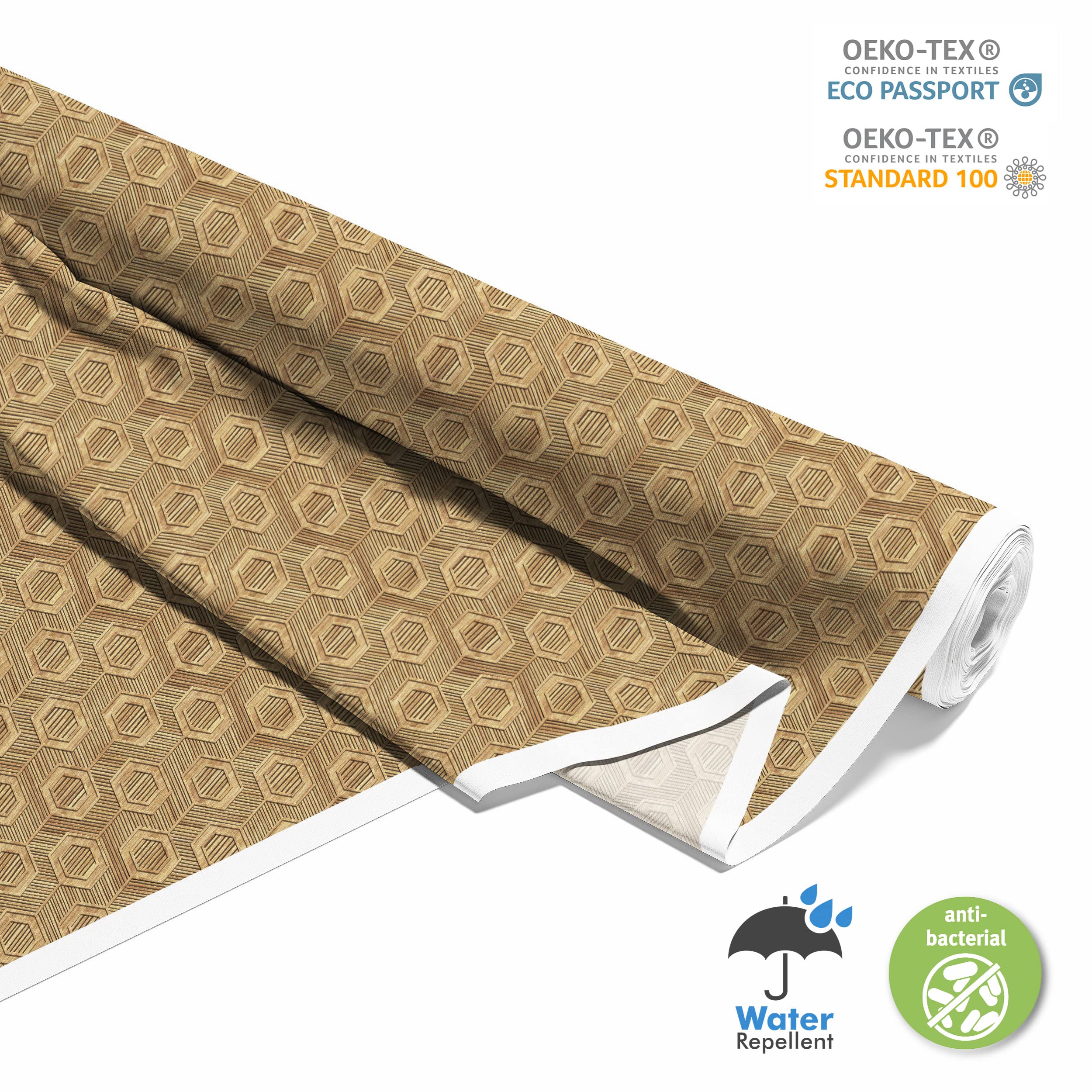 HEKO PANELS Oxford Wasserdichte Meterware Canvas-Stoff Polyester Zum Nähen Möbelstoffe Dekostoffe Handwerken Wasserabweisend Blickdicht Im Holz Geschnitten 5 Meter 155 x 500 cm