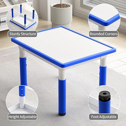 Miniatura 38 de Juego de mesa y 2 sillas para niños, juego de mesa y silla para niños pequeños de altura ajustable, 31.5 pulgadas de largo x 23.6 pulgadas de ancho,