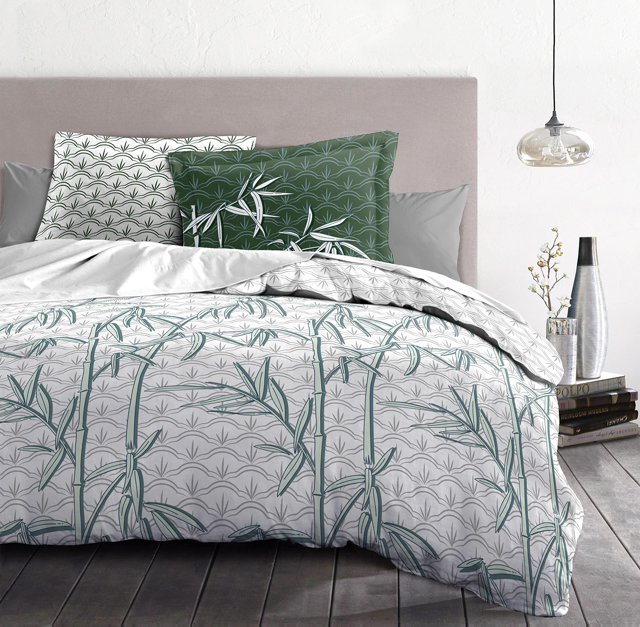 Home Linge Passion, Dekbedovertrek, 3-delig, 100% katoen, 57 draden, 2 personen, 220 x 240 cm, Yucatan – grijs en okeroranje