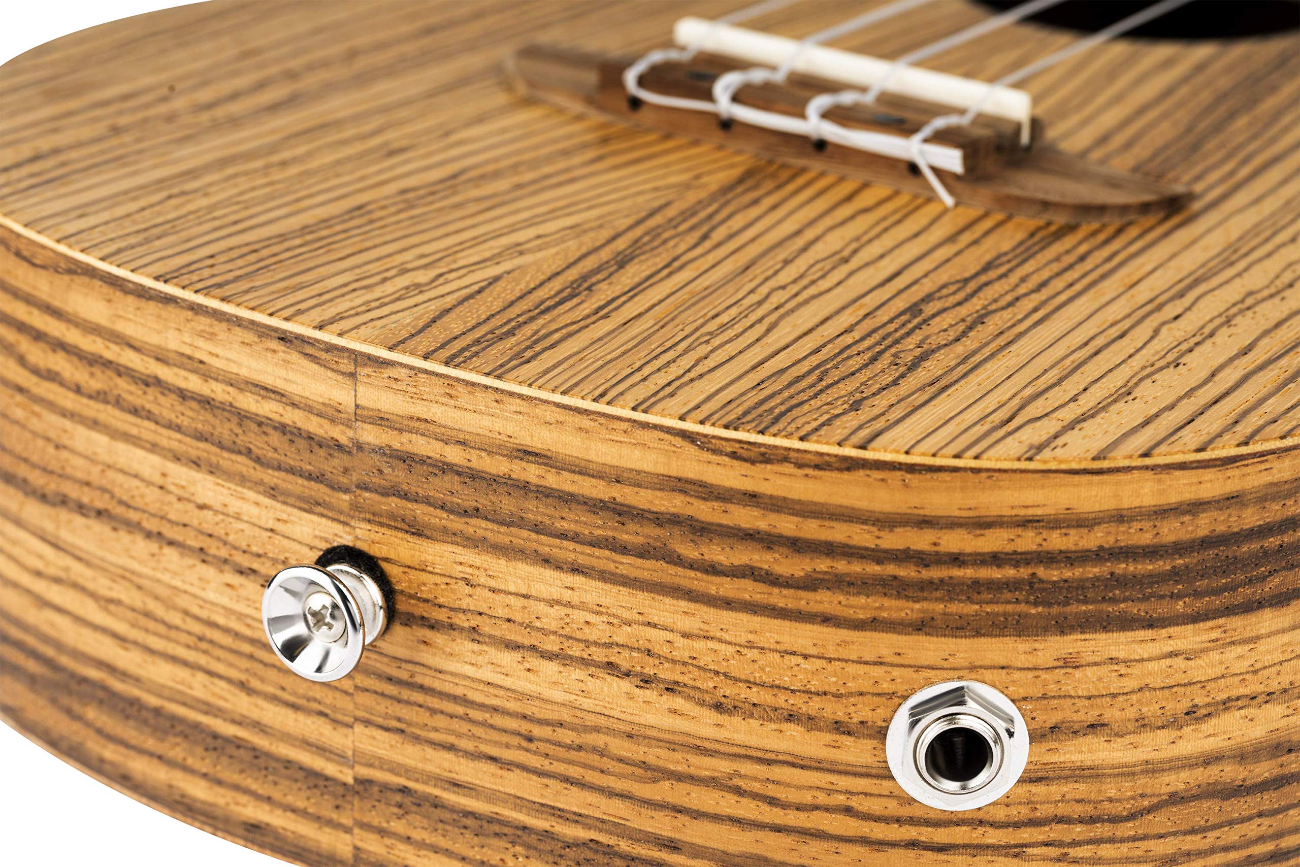 Ortega Guitars Konzert Ukulele Elektro-Akustisch – Timber Series – Inklusive Gigbag – Zebrano, Natur (RFU11ZE)