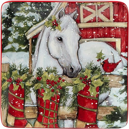 Miniatura 3 de Certified International Homestead Christmas - Juego de 4 platos de canapé, almuerzo, aperitivos, multicolor, pequeños, de 6 pulgadas