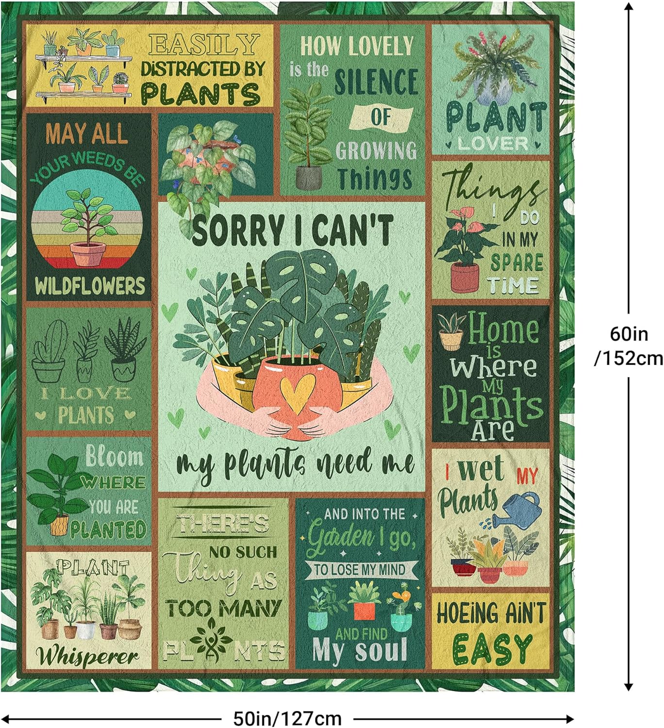 Plant Gifts Blanket, Plant Lover Gifts for Women/Lady/Mom, Gardening Gift for Woman, Garden Gift for Mom Grandma, Gifts for Gardeners Woman Blanket 60"x50"