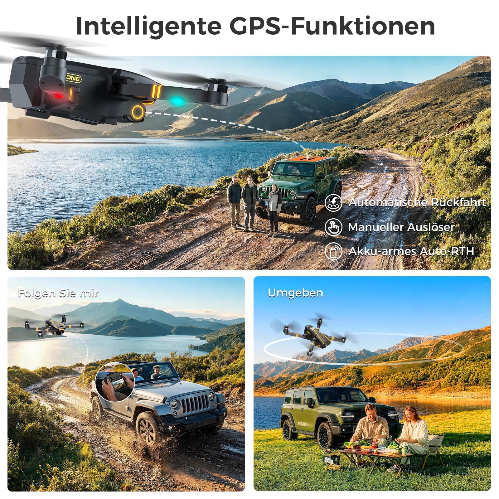 GPS FPV Drohne mit Kamera 4K,Mini Drone für Kinder Anfänger,Foldable Quadrocopter Erwachsene,4.5''HD Bildschirm,2 Akkus,Brushless Motor,follow me,5G Übertragung,Automatischer Rückkehr,Under 249g,C0