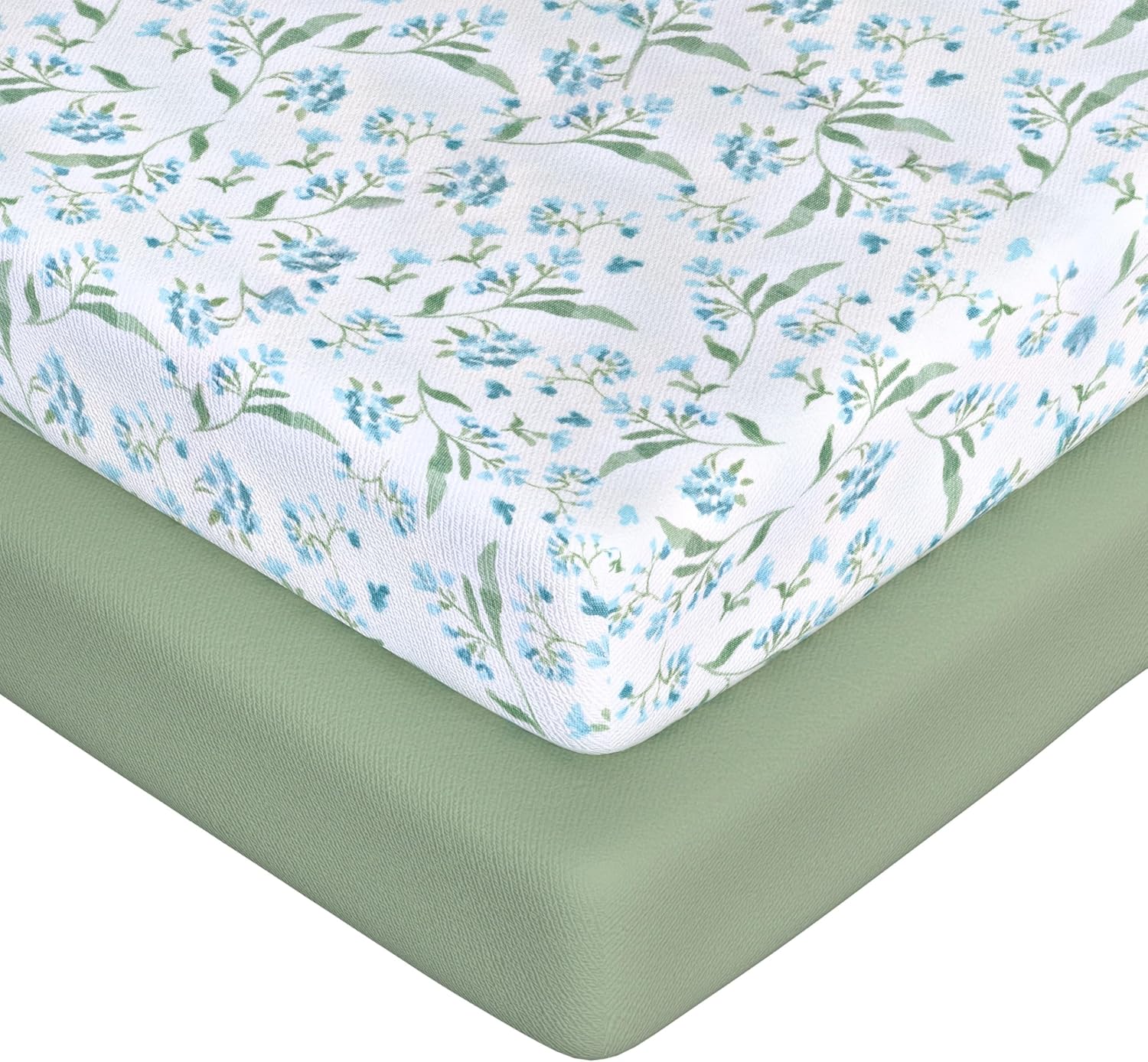 Fitted Crib Sheets for Boys and Girls, 2 Pieces 52"x28" Viscose and Spandex Crib Mattress Sheet, Baby and Toddler Bed Sheets, Mattress Cover Oeko-TEX Cribs Sheet Set, Green Botanical Neutral Gift Set
