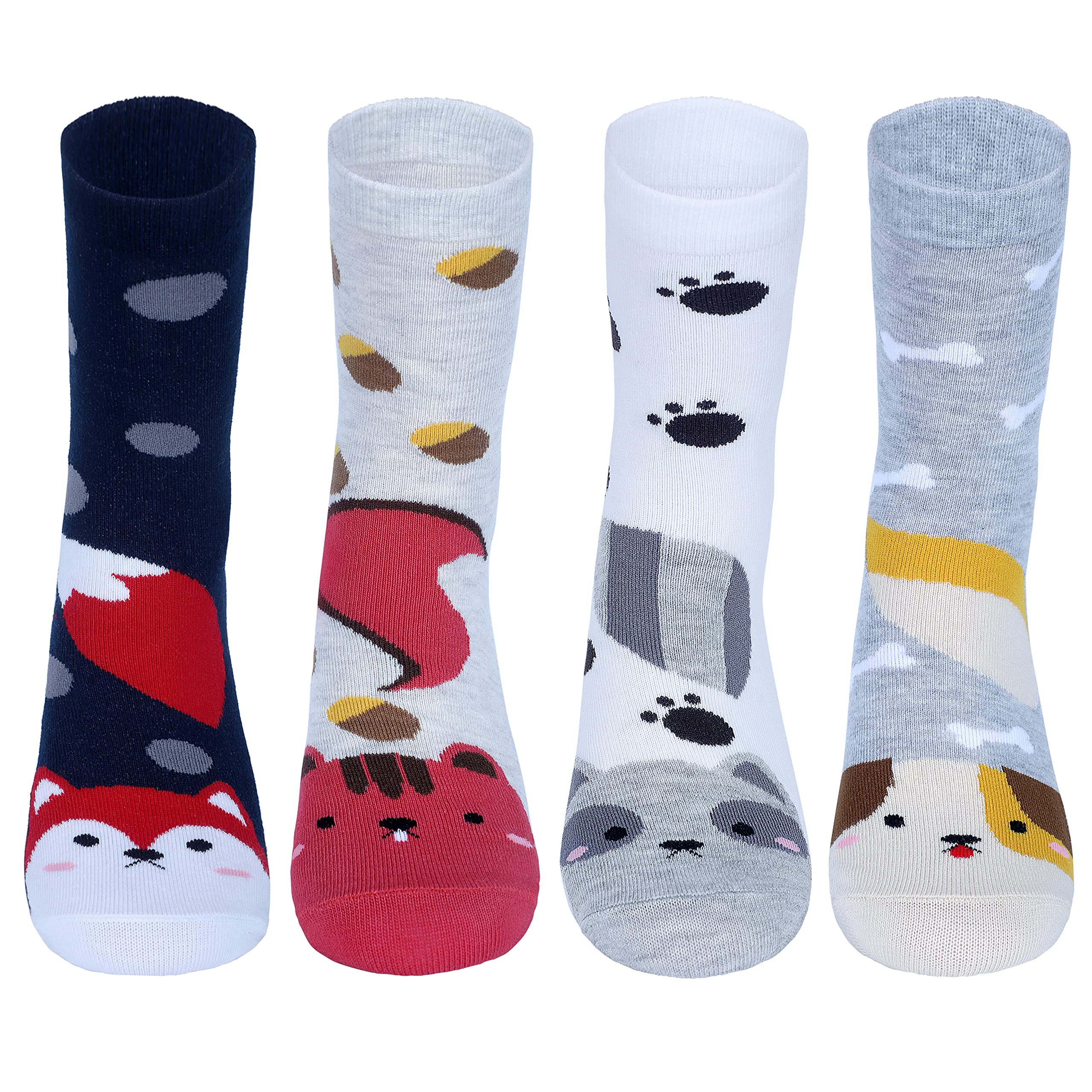Women's Crew Length Combed Cotton Socks (Packs Of 4 And 5) (SW-FNKY4_Multicolour)