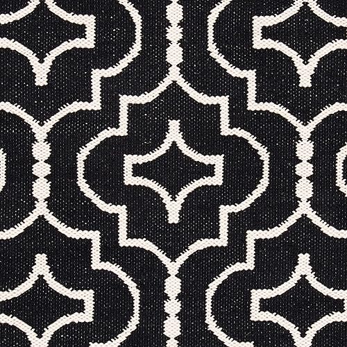 Miniatura 4 de SAFAVIEH Colección Montauk - Alfombra de pasillo, 2 pies 3 pulgadas x 7 pies, color negro y marfil, algodón hecho a mano, ideal para zonas de alto