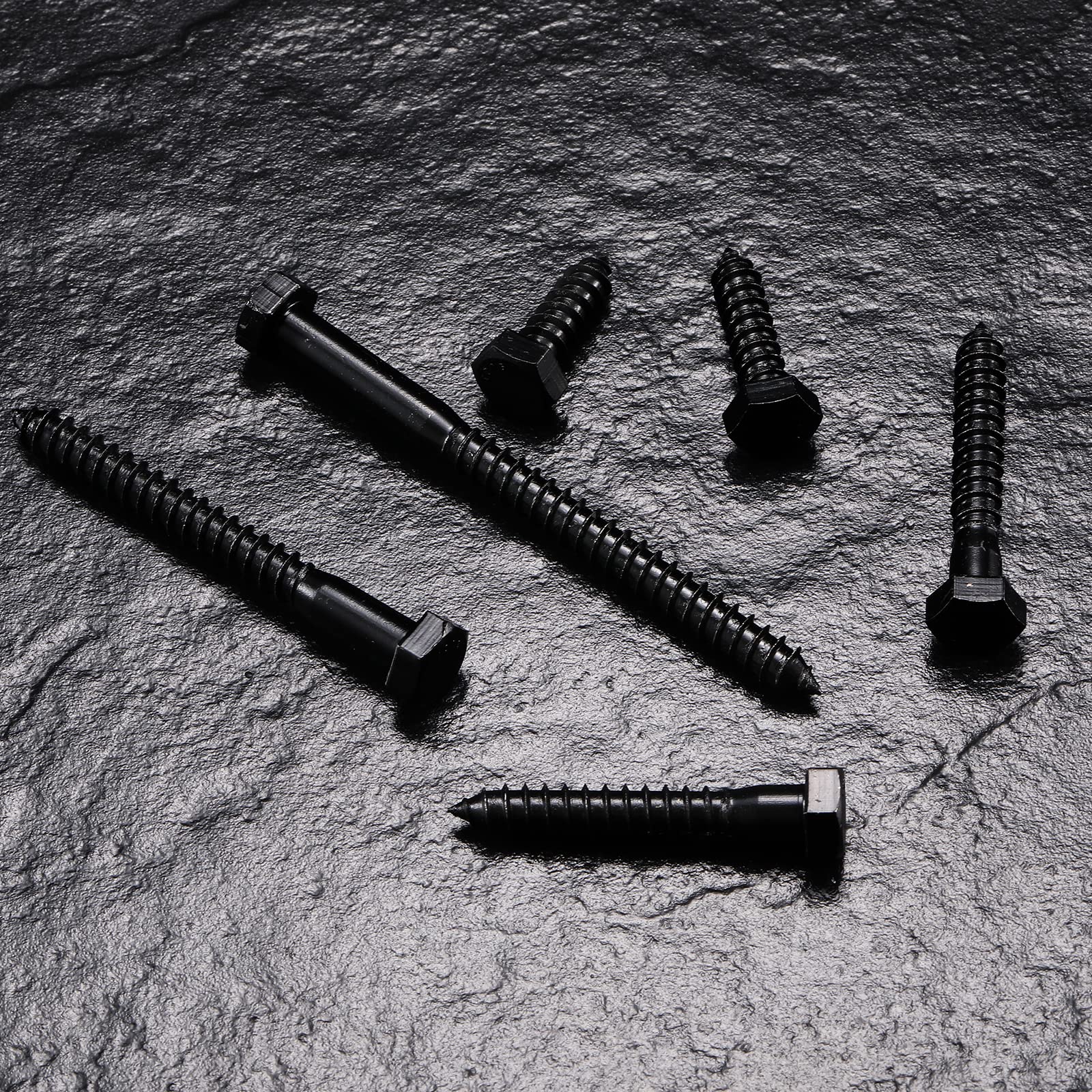 Black Oxide Lot de 20 vis tire-fond à tête hexagonale 1/2" x 2" en acier inoxydable 304 18-8, filetage partiel, bois(1/2" x 5")