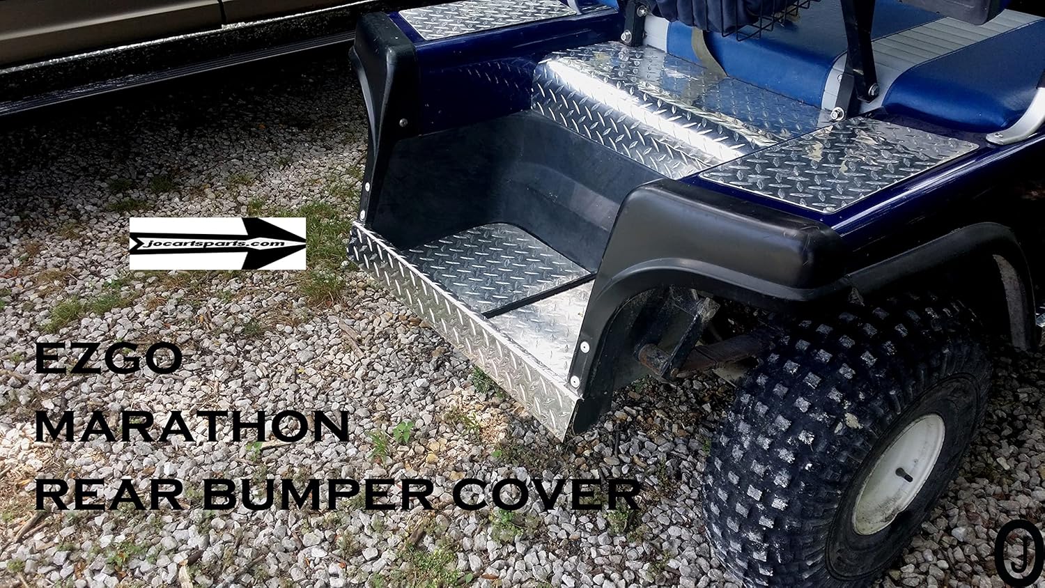 Fits Ezgo Marathon Golf Cart Powder Coated Aluminum Diamond Plate Rear Bumper Cover
