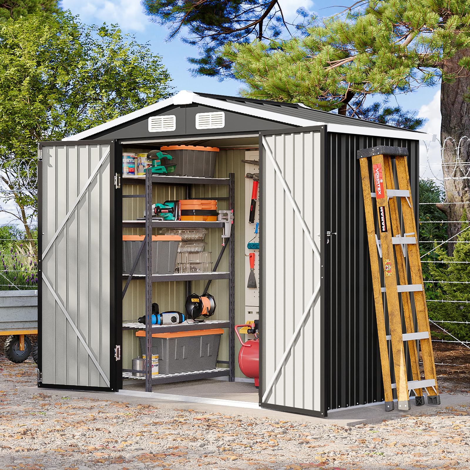 パドー Amazon.com : Breezestival 6x4 FT Outdoor Storage Shed, Metal