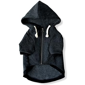 Ellie Dog Wear Zip Up Adventure Charcoal Grey Dog Hoodie with Hook & Loop Pockets and Adjustable Drawstring Hood - XXS to XXL Available - Comfortable & Versatile Dog Hoodies (XS)