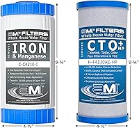 Vista 3 de APPLIED MEMBRANES INC. Juego de cartuchos de filtro de repuesto para filtro de agua para toda la casa para reducción de hierro, 2 filtros de carbono