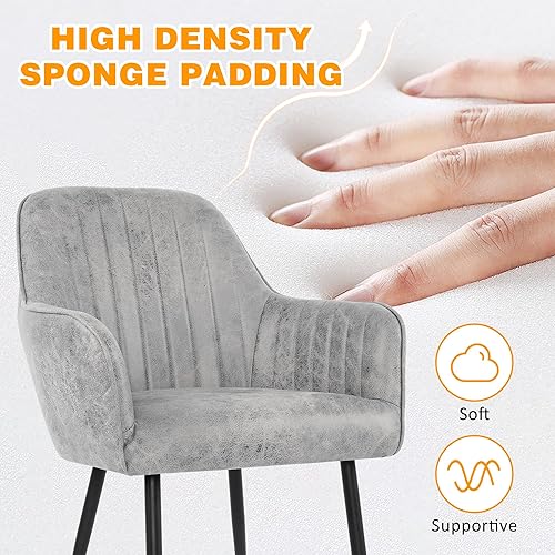 Miniatura 10 de thksbought Juego de 2 sillas de terciopelo y sillas decorativas tapizadas con patas chapadas en oro para sillas de sala de estar (gris) Conjunto