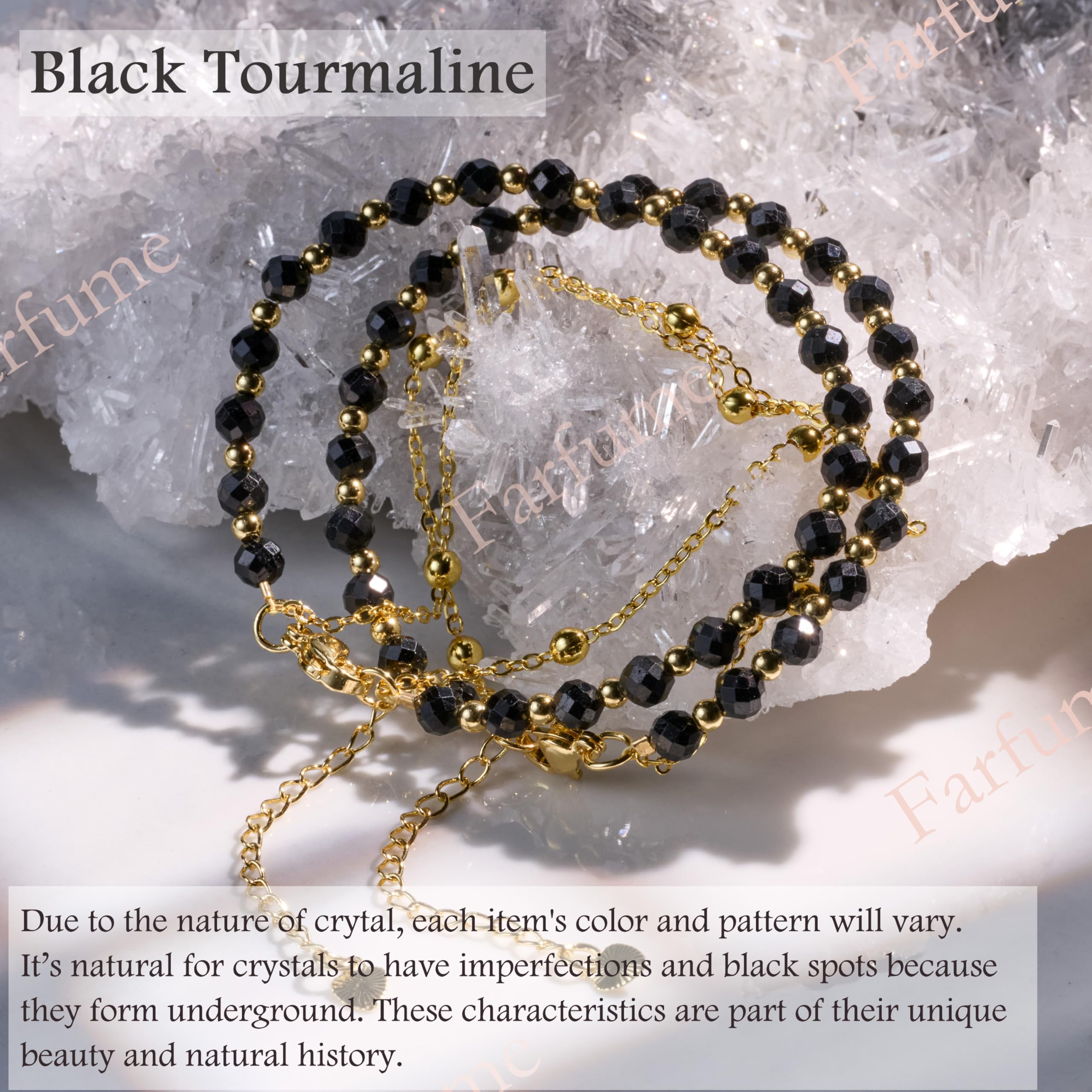 Farfume Bracciale Pietre Naturali per Donna Perle in Pietra Naturale da 4mm Gemme Lavorate a Mano Gioielli Ideale Regalo