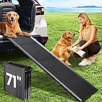 PALATALA 71" Extra Long Folding Dog Ramp for Car SUV Truck - Anti-Slip 250 lbs Pet Ramp for Large Senior Dogs, Beds Couches
