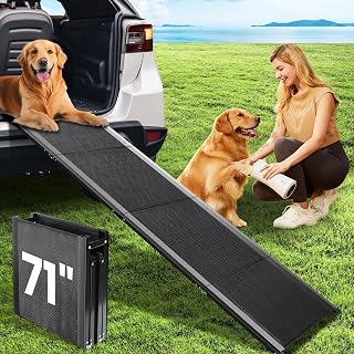PALATALA 71" Extra Long Folding Dog Ramp for Car SUV Truck - Anti-Slip 250 lbs Pet Ramp for Large Senior Dogs, Beds Couches