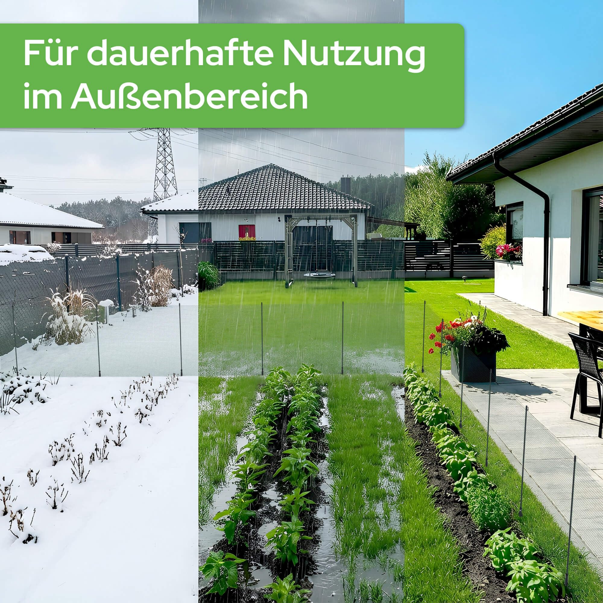 Arebos Mobiler Begrenzungszaun 25 m 90 cm hoch Wetterfest Flexibler Gartenzaun