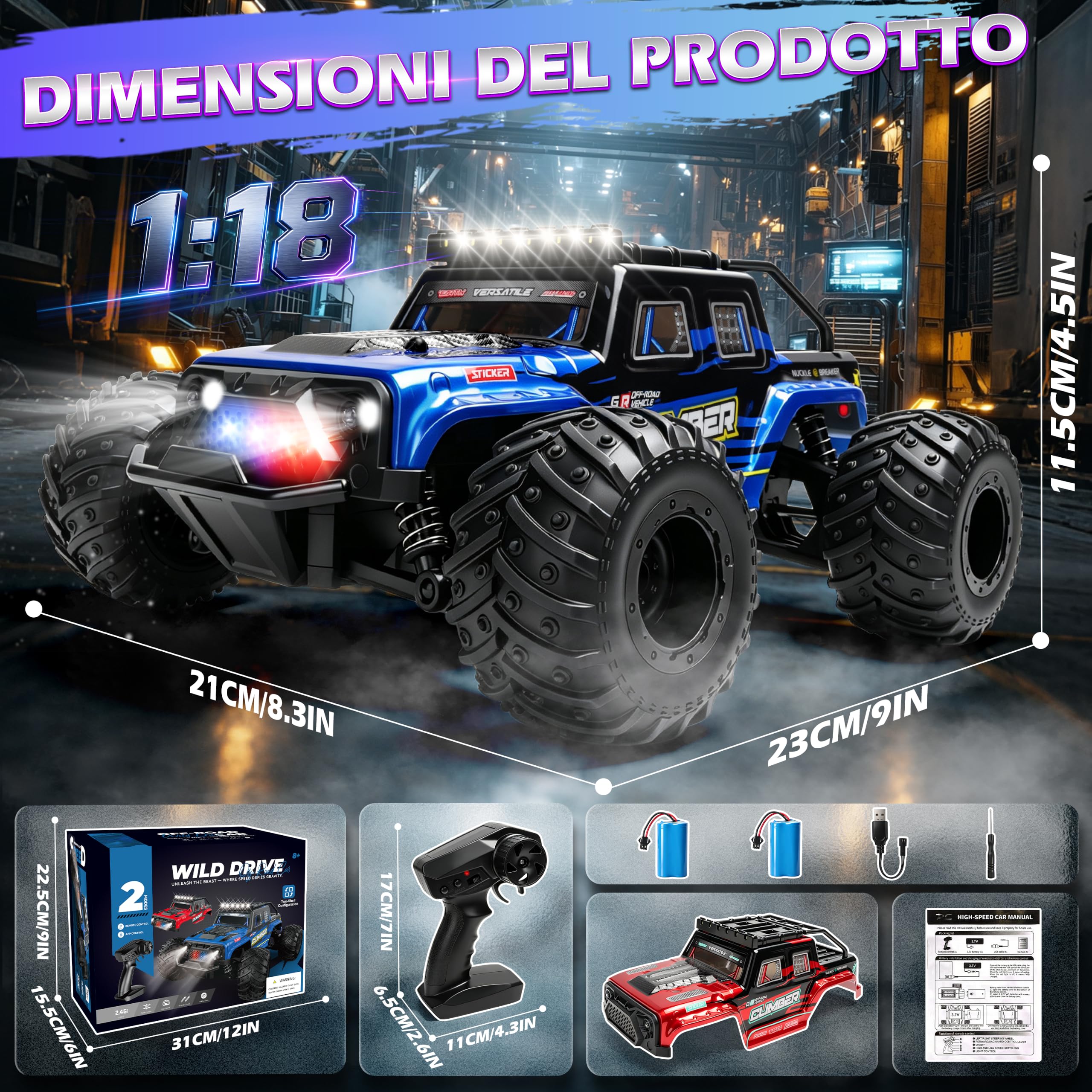 FORMIZON 2-In-1 Macchina Telecomandata 32 Km/H, Controllo Tramite App