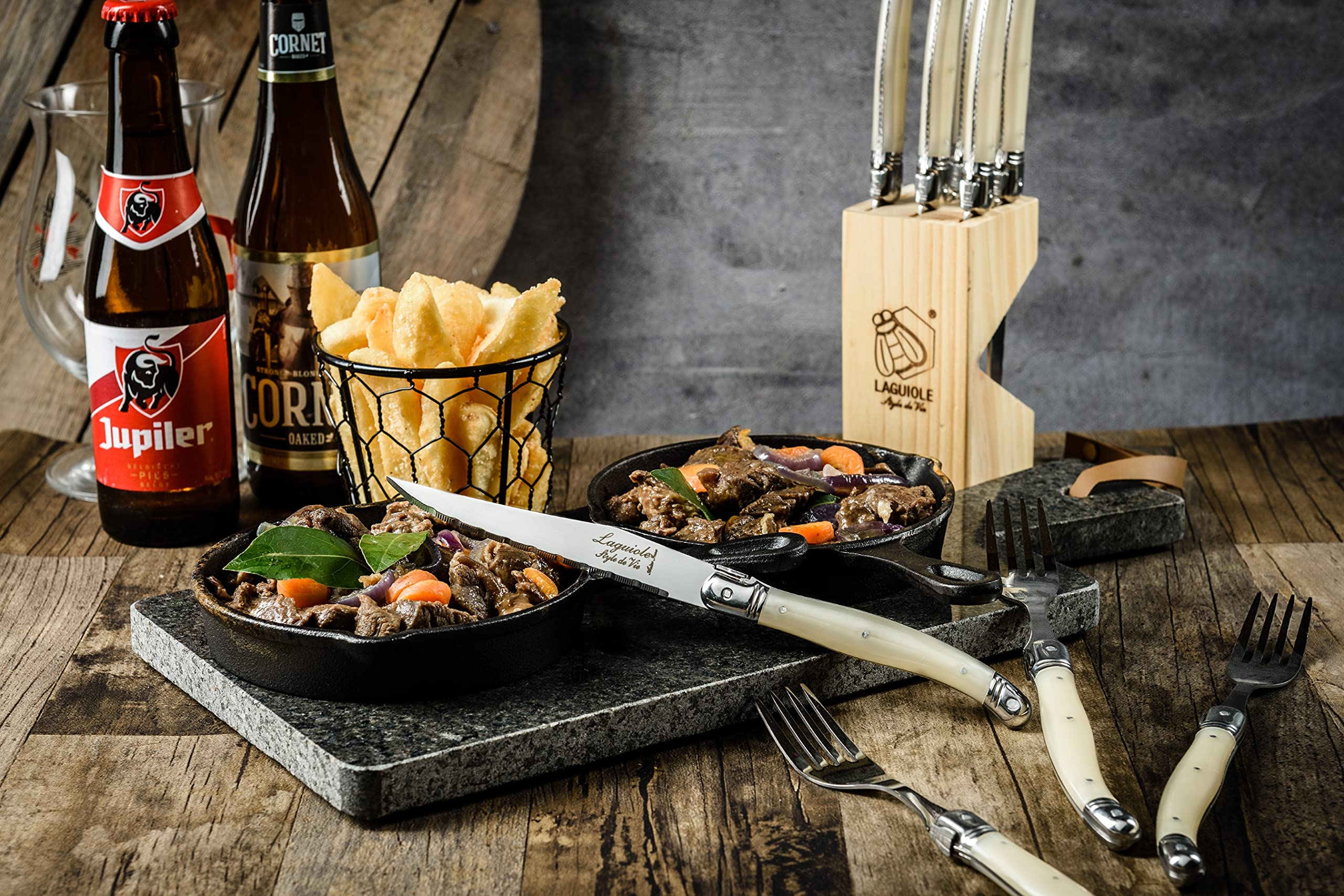Laguiole Style de Vie coltelli da bistecca Premium Line, 6 pezzi, 1,8mm spessore, colore madreperla