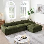 116" Modern Modular Sectional Sofa with Ottoman,Chenille Comfy Cloud Couch, Deep Seat Sectional Sofa,Legless Design,No Assembly Required for Living Room(Brown + Chenille + 4 Seat, 116 inch) | Free Combination