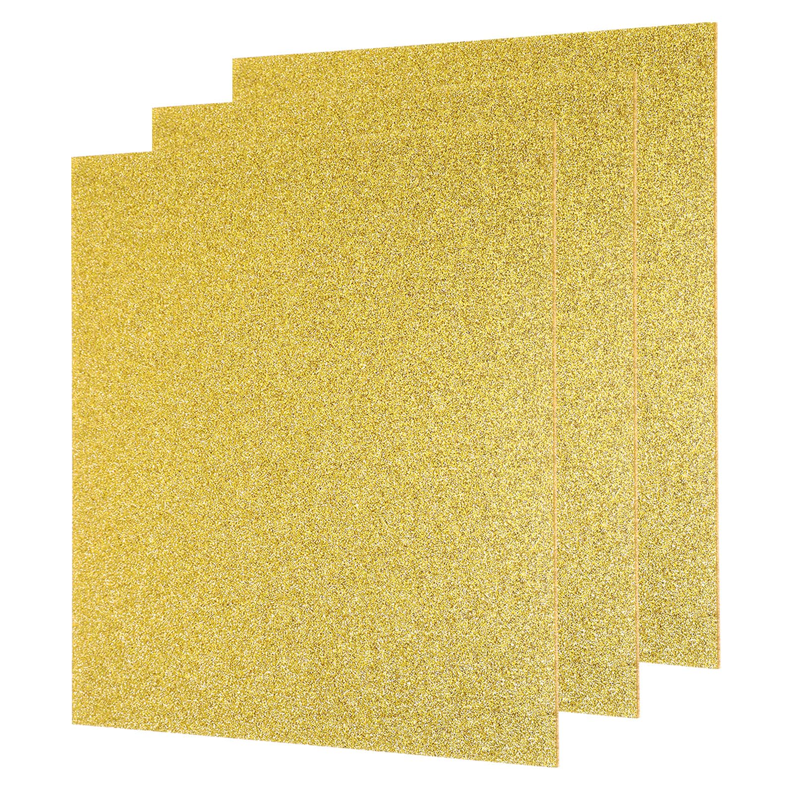 QUARKZMAN 3Pcs Feuilles d'Acrylique Pailletées Or 1/8" Épaisseur 12" x 12"