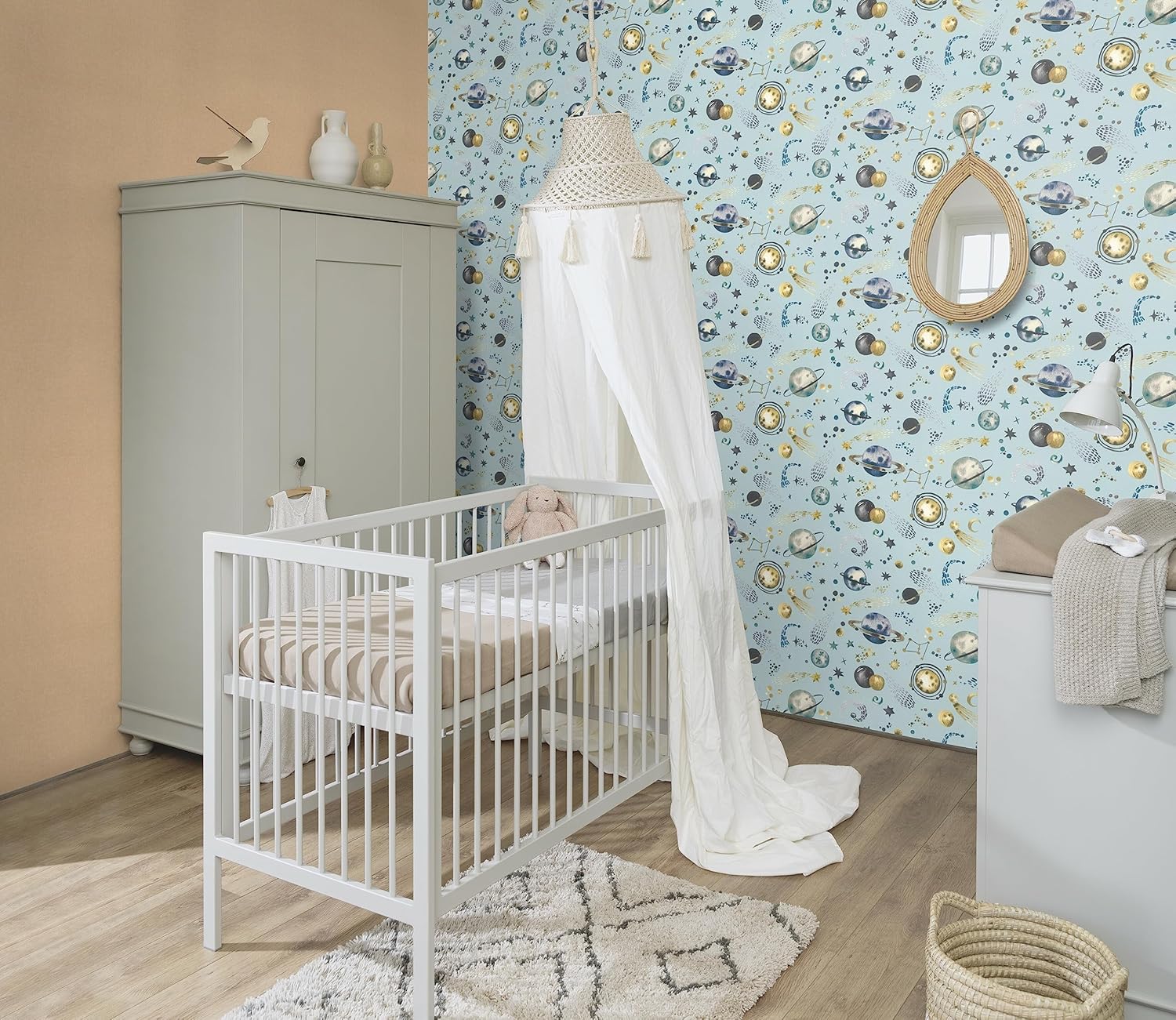 Rasch Wallpaper 300949 Non-Woven Wallpaper with Space Motif and Planets 10.05 m x 0.53 m (L x W)