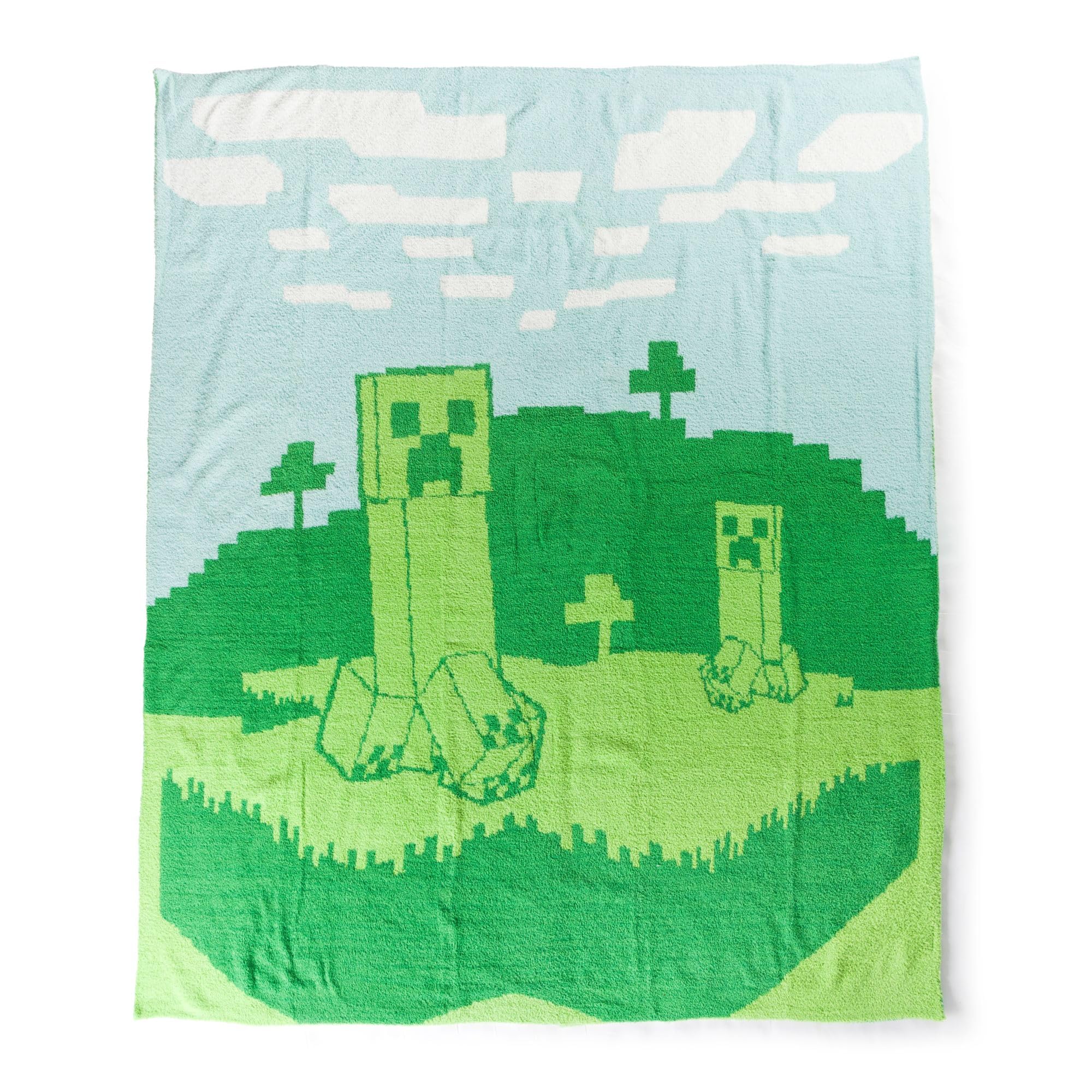 Jay Franco Minecraft Creeper - Manta mullida de punto mullido, 127 x 152 cm, ropa de cama acogedora