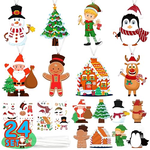 LINAYE Christmas Ornament Crafts for Kids Toddlers, 24 Set Make