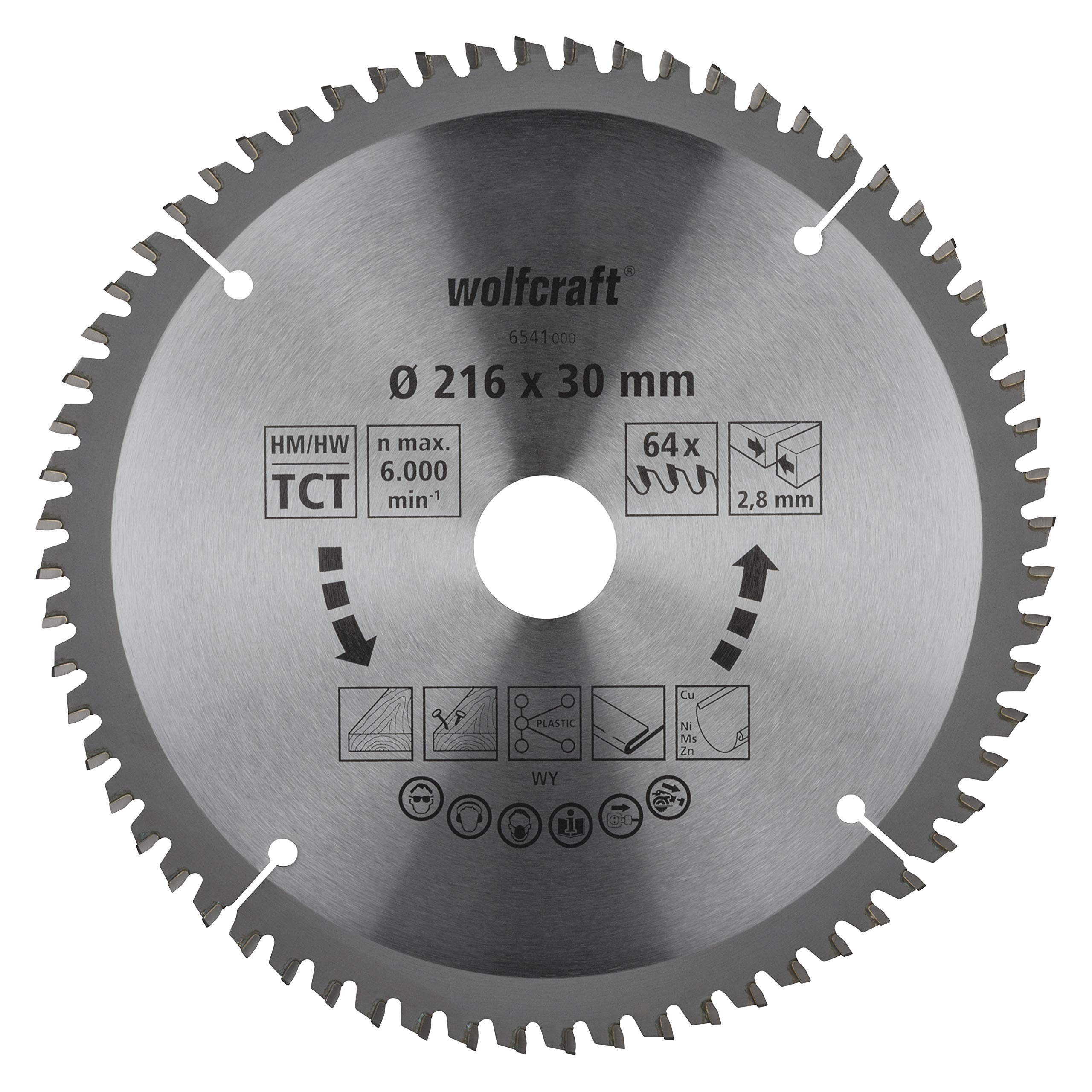 wolfcraft Disco de sierra de corte e ingleteado CT, serie lila I 6541000 I Cortes finos y limpios