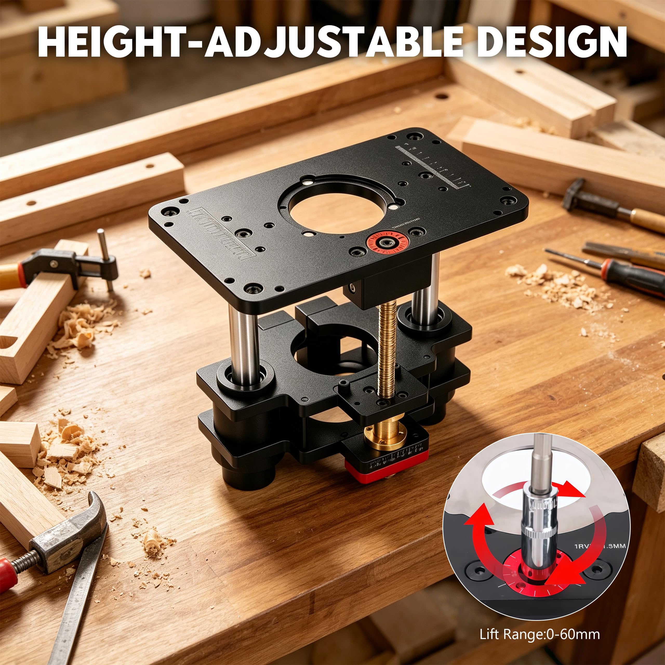 Mesa de fresado para fresadora de aleación de aluminio para motores de 65mm | router, recorte, máquina de recorte invertida, mesa elevadora, kit para trabajar la madera