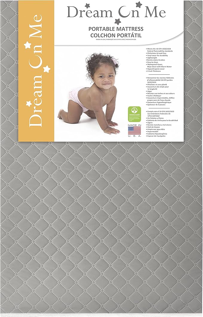 Dream On Me Aster 3" Fiber Portable Mini Crib Mattress