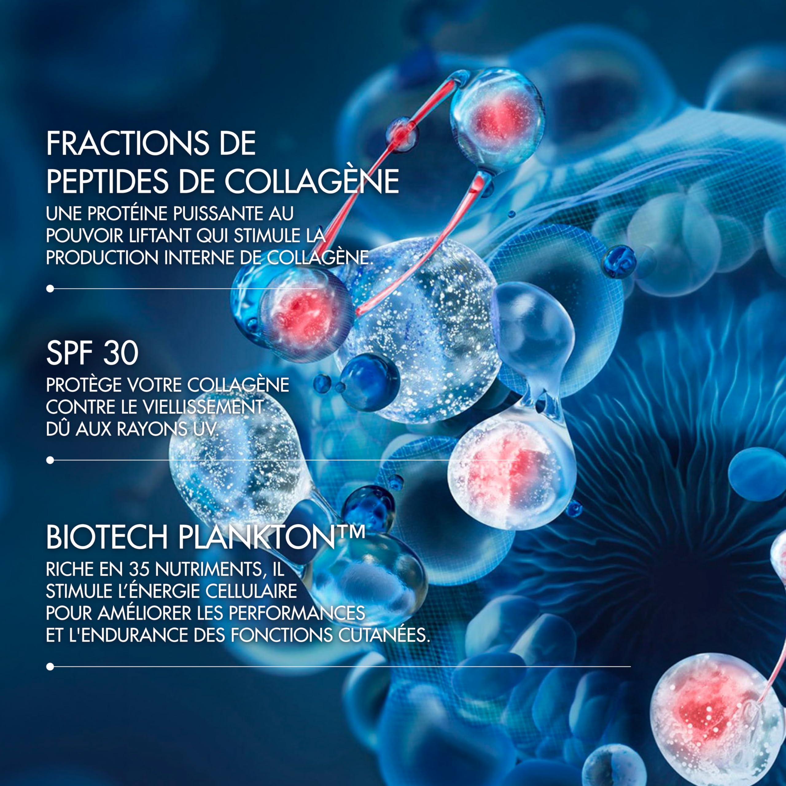 BIOTHERM - Blue Peptides Uplift Crème Jour Anti-Âge et Fermeté SPF30 - Anti-Rides - Haute Protection Solaire - Enrichi En Peptide de Collagène - Tous Types de Peaux - 50 ml