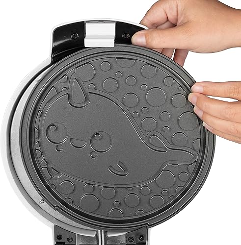 Miniatura 7 de Máquina gigante para hacer panqueques y waffles de 8 pulgadas con 4 platos extraíbles, hace grandes panqueques de unicornio o narval que hacen que