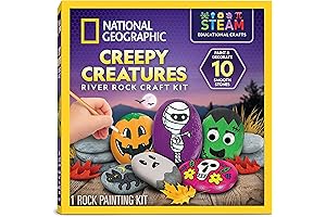 NATIONAL GEOGRAPHIC Creepy Creatures Rock Painting Kit - Halloween Arts & Crafts Kit for Kids
