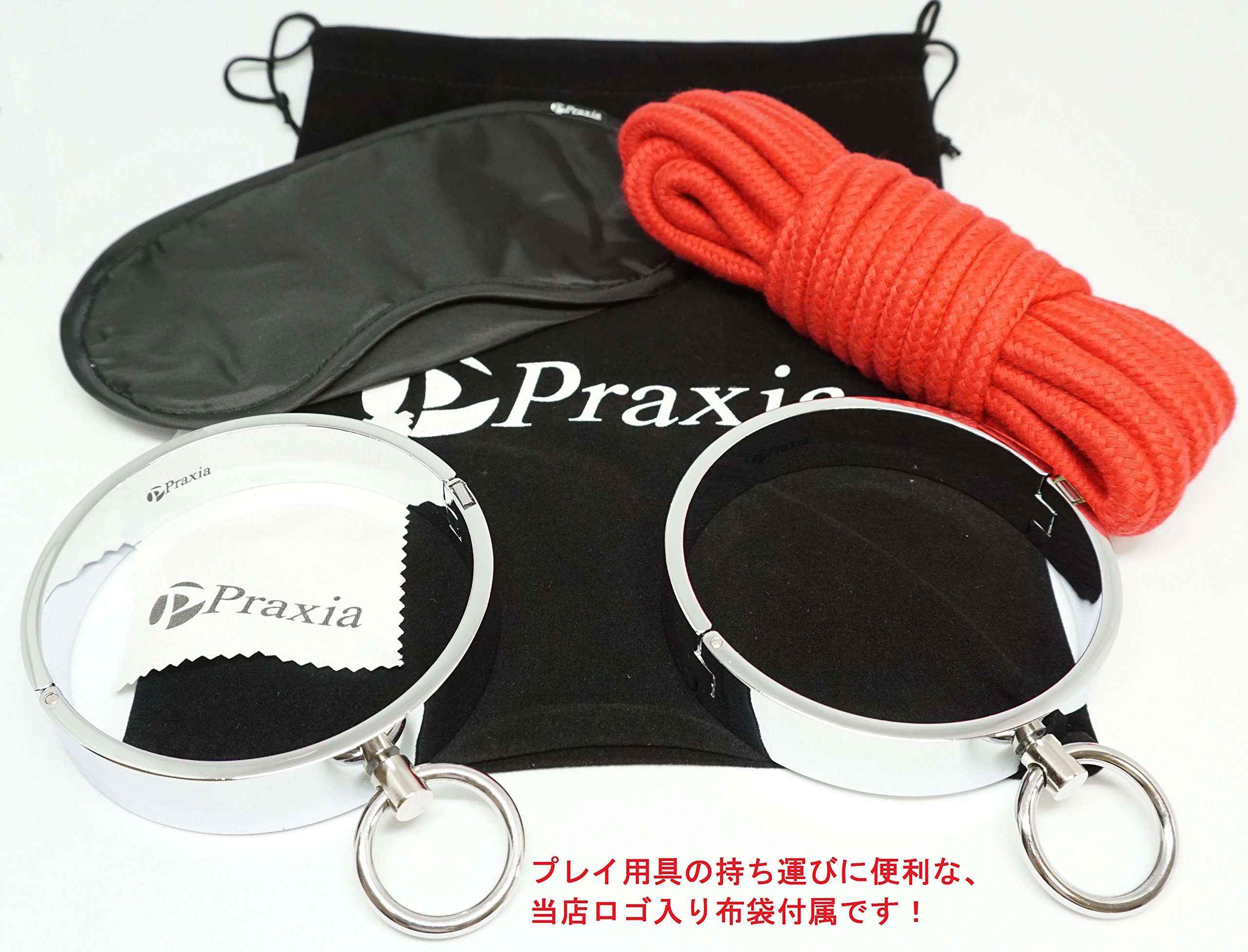 ラテックス　ラバー　首枷　足枷　手枷　5点セット　3mm厚/ブラック Amazon | Praxia 金属製 手枷 足枷 レッグカフ [内側直径 8.5CM] 【赤