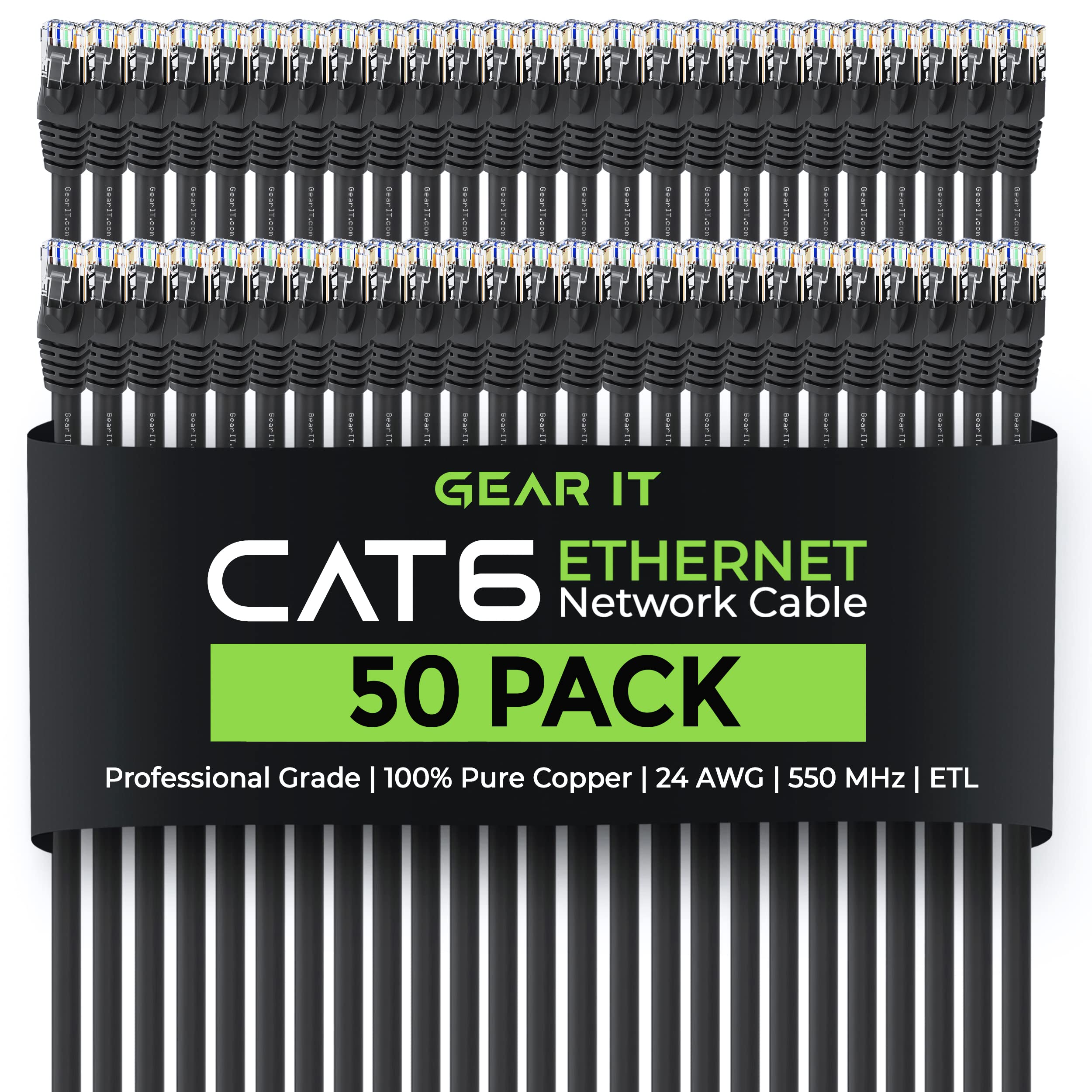 Amazon.com: GearIT 50-Pack, Cat 6 Ethernet Cable Cat6 Snagless Patch 0.5  Feet - Snagless RJ45 Computer LAN Network Cord, Black - Compatible with 48  Port Switch POE Rackmount 48port Gigabit : Electronics