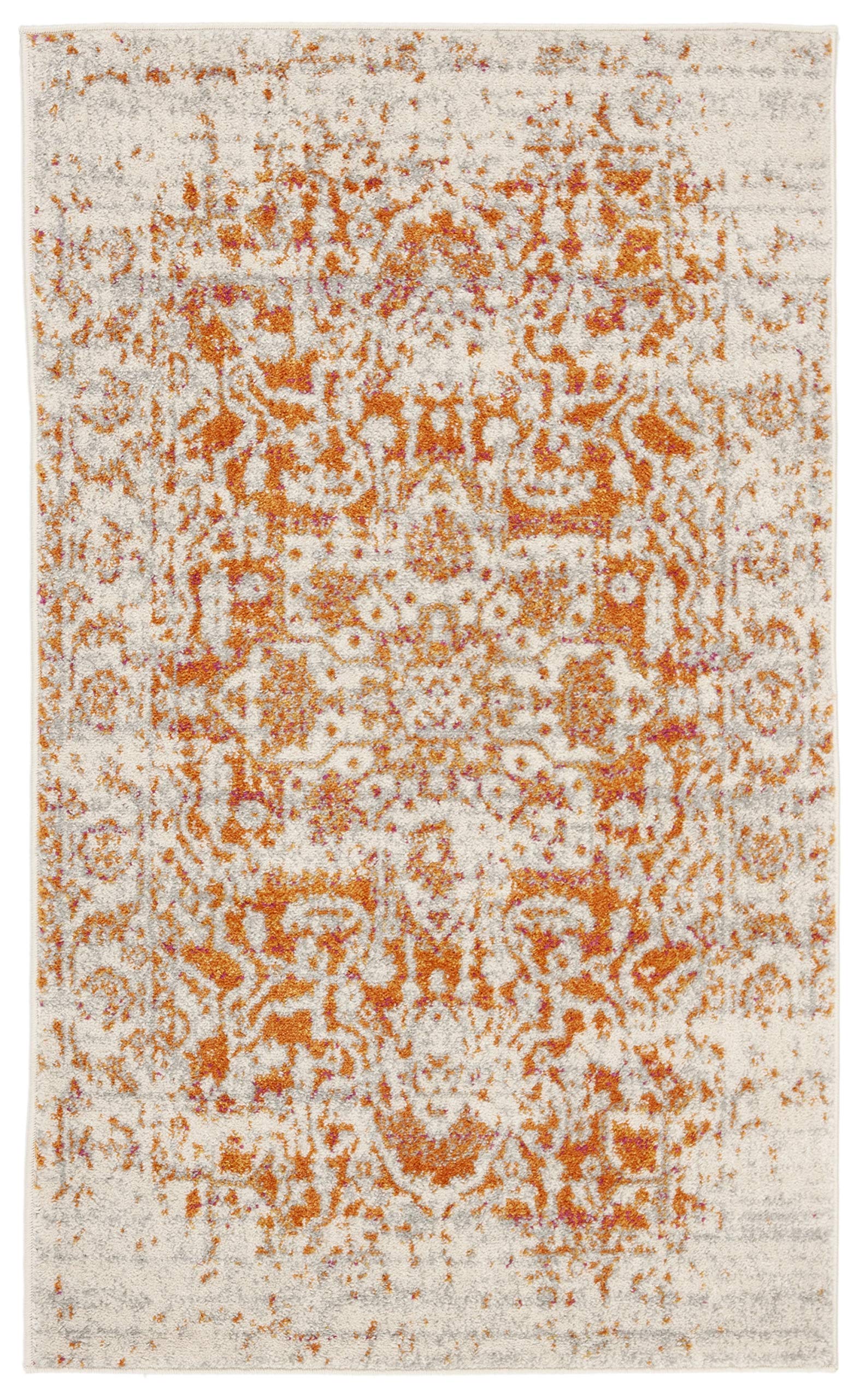 Safavieh Modern Chic Indoor Woven Rectangle Area Rug, Madison Collection, MAD603, in Orange/Ivory - Image 3