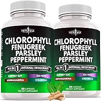 Vista 9 de Cápsulas de fenogreco de clorofila - Suplemento desodorante interno de menta - Fenogreco 20:1, musgo marino, perejil, clorella, espirulina, olmo
