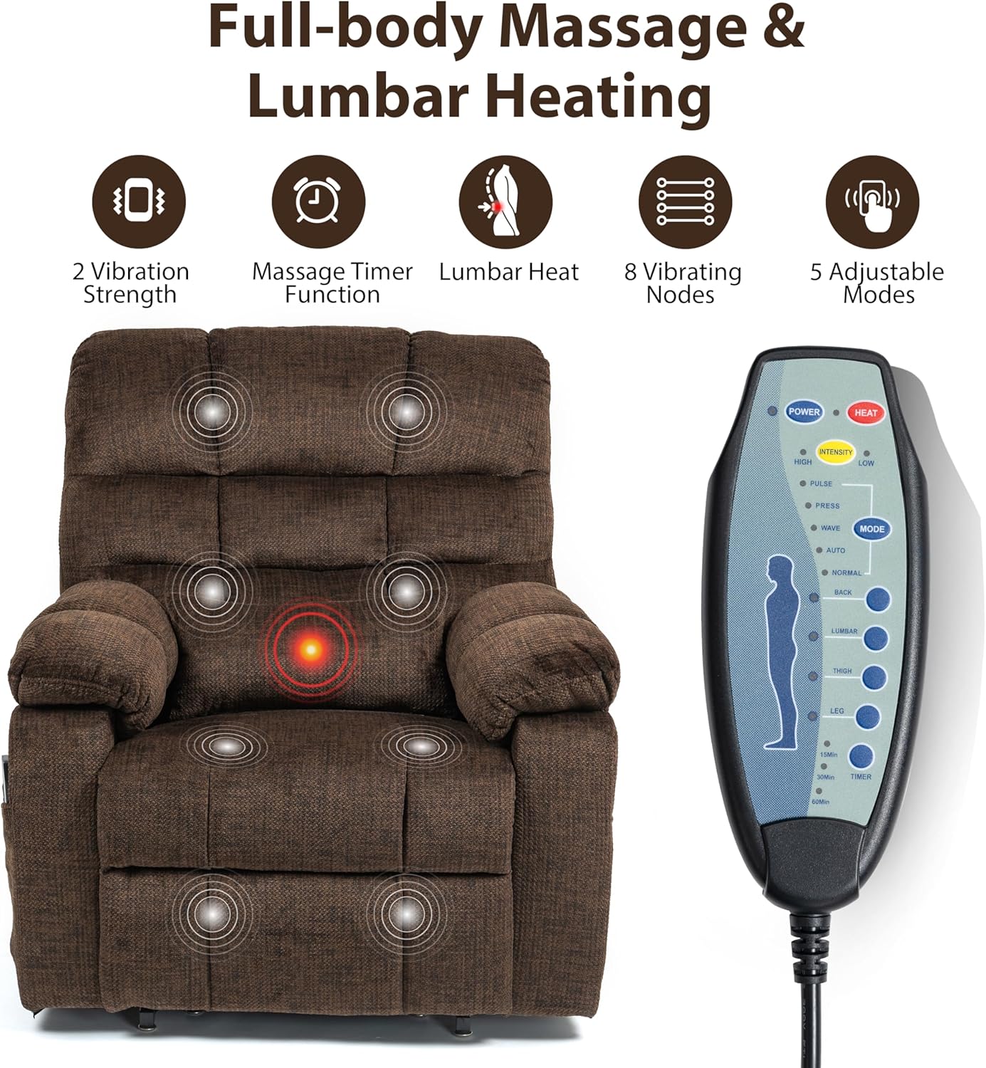 JIKFRIMA Oversized Zero Gravity Power Lift Recliner Chair for Elderly Adults Big Man Electric Lay Flat Recliner Triple Motor with Heat and Massage, Adjustable Seat Height, Arm Storage, Cup Holder