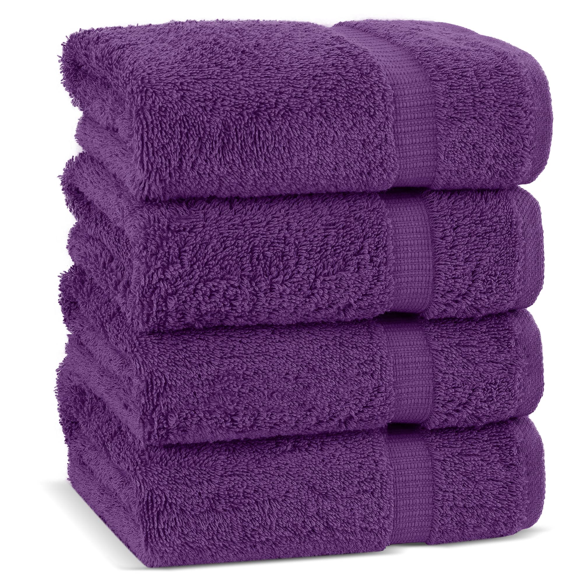Chakir Turkish Linens 100% Cotton Premium Turkish Towels for Bathroom | 16'' x 30'' (4-Piece Hand Towel, Eggplant)