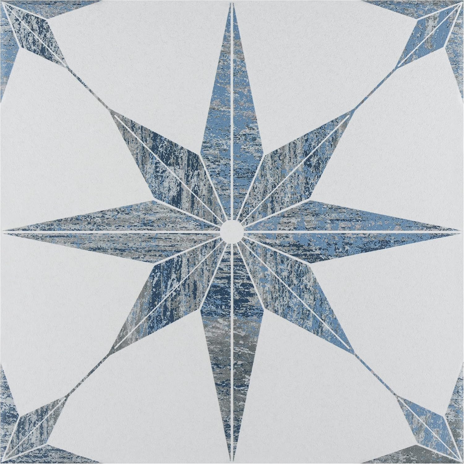 Cassis Stella Blue Porcelain Patterned Wall and Floor Tile
