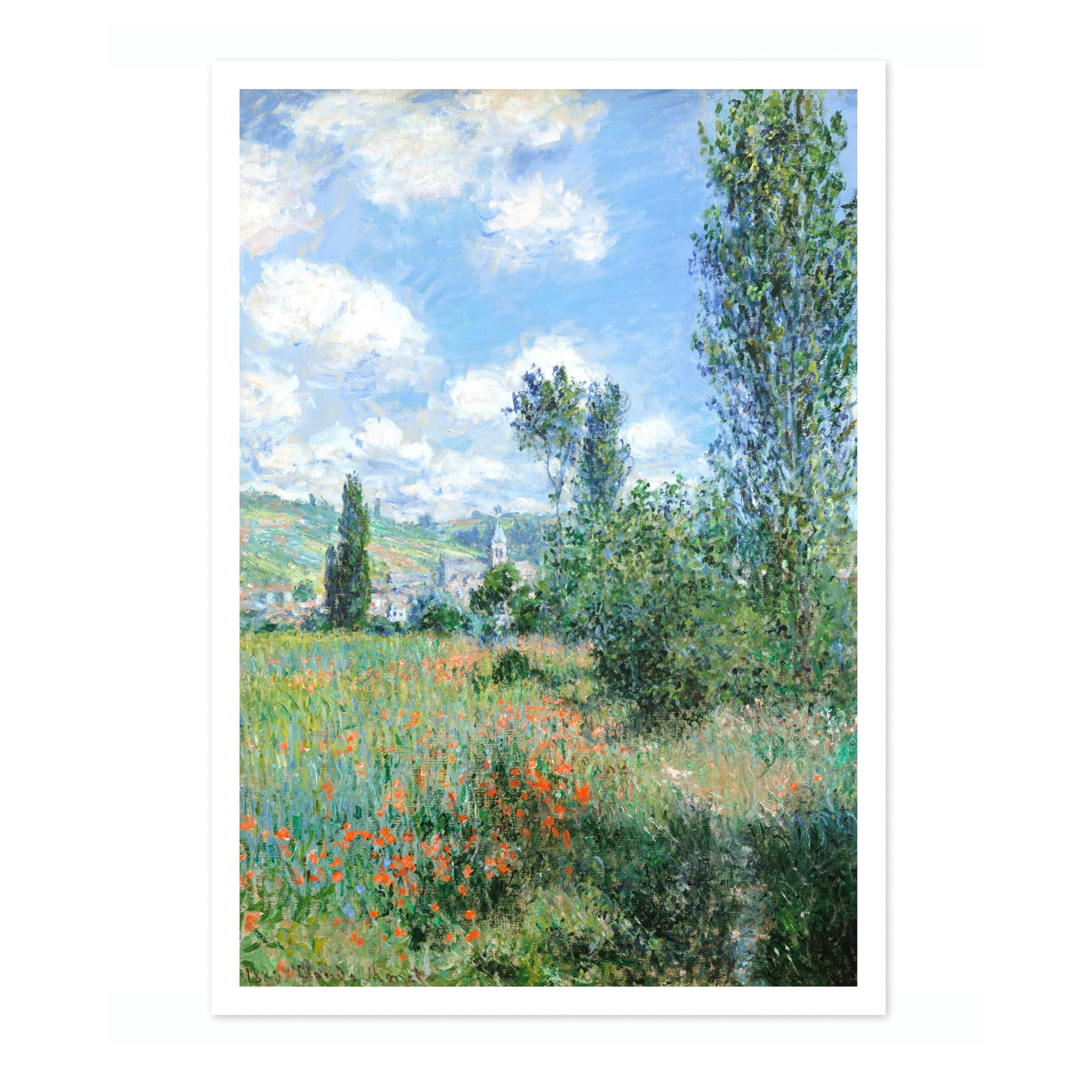View Of Vétheuil Claude Monet Art Print, Classic Art Painting Poster, Impressionism Art Exhibition Modern Wall Art, Minimalist Home Decor Picture Artwork, A2 (Print Only) - 59.4x42cm