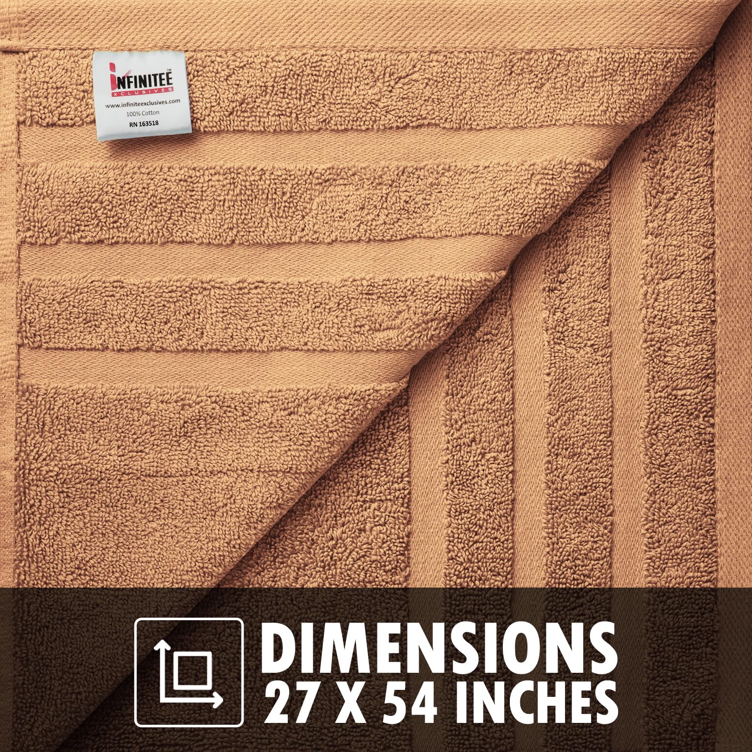 Infinitee Xclusives Juego de 2 toallas de baño (70 x 140 cm), 100 % algodón suave hilado en anillo, toallas ultra suaves y altamente absorbentes para spa, gimnasio, hotel y uso diario en el baño