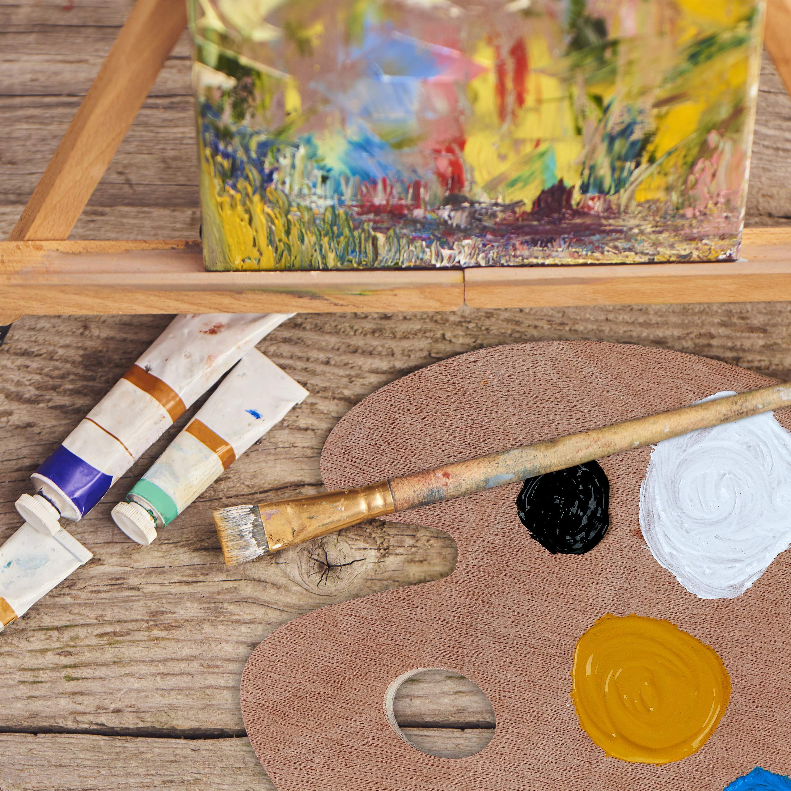 Tavolozza In Legno Per Pittura - Formato Ovale 25x30cm Con Foro Per Pollice Per Colori A Olio E Acrilici - Foto 12