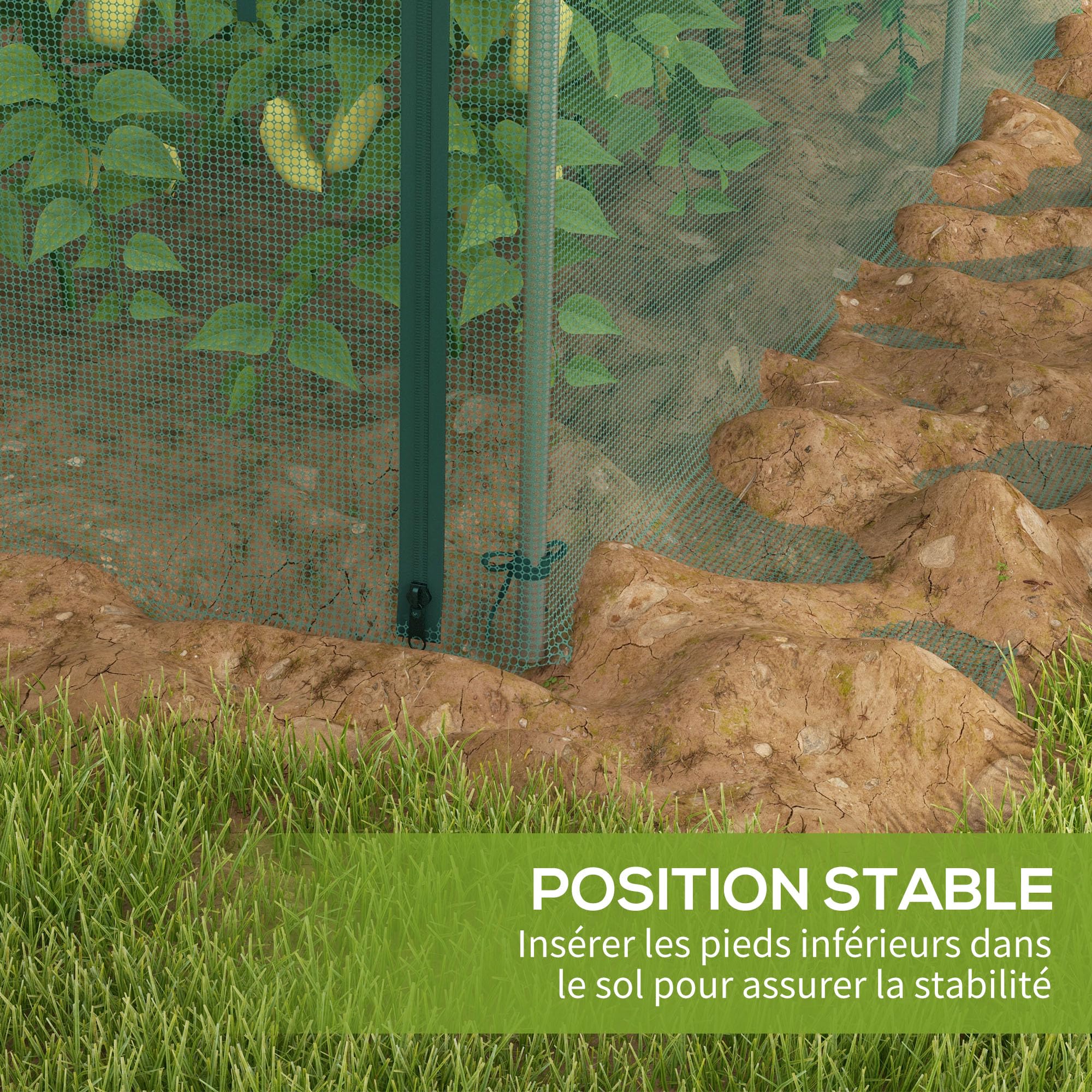Outsunny Serre de Jardin Serre à Tomates Filet HDPE125 x248 x 62,5 cm | Protection, Porte Zippée Enroulable