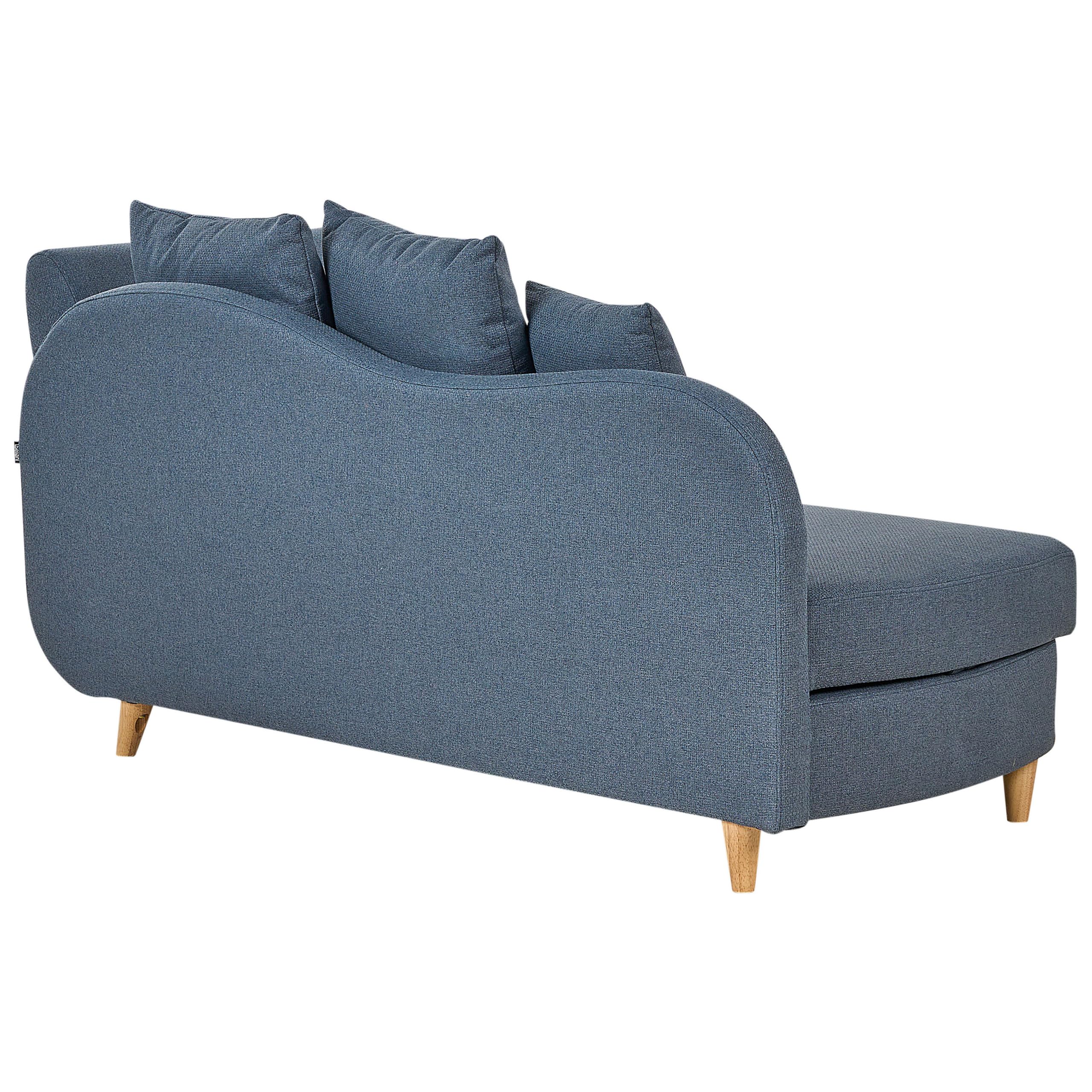 Beliani Chaiselongue Leinenoptik blau rechtsseitig mit Stauraum Kissen modern Meri II