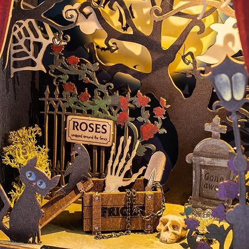 Miniatura 3 de Rolife Kits de manualidades para adultos y adolescentes, kit de casa en miniatura de 7 pulgadas con LED, kit de diorama de rincón de libros, regalos