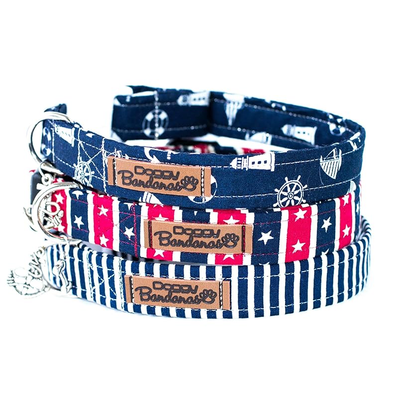 Navy Blue Dog Collars Nautical Designer Dog Collars