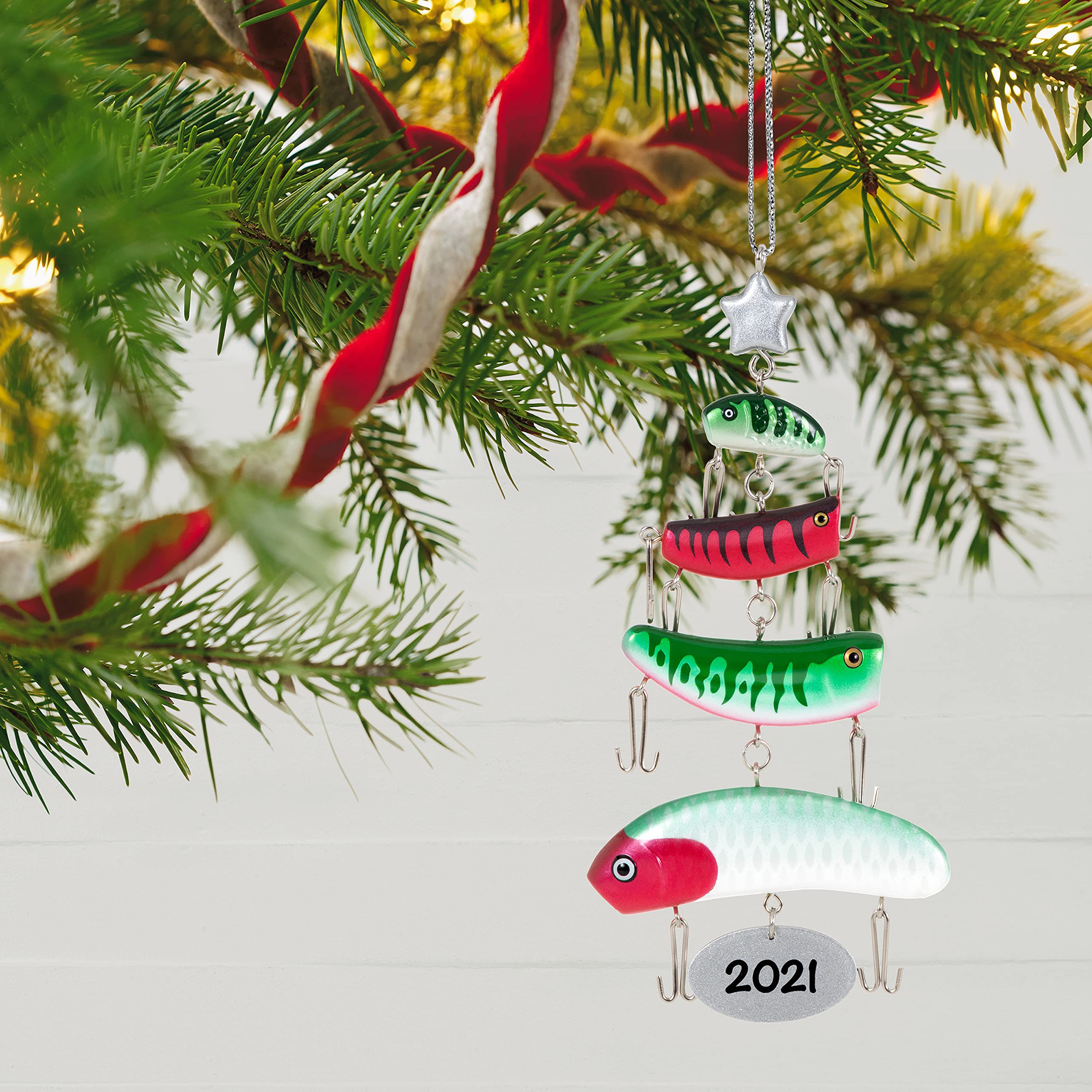 Hallmark Keepsake Christmas Ornament, Year Dated 2021, O Fishmas Tree Fishing Lures : Home & Kitchen