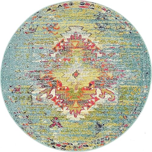 Miniatura 17 de Unique Loom Vita Collection - Alfombra vintage tribal sudoccidental sobreteñida (2 pies x 6 pies 7 pulgadas, para pasillo, turquesa/amarillo)